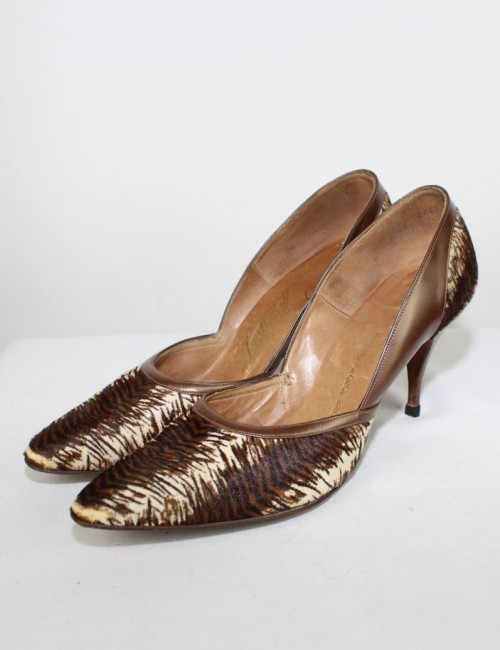 GEORGE BRIGHTWELL womens animal print vintage heels