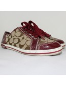 COACH brodi signature khaki plum patent leather sneakers