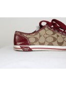 COACH brodi signature khaki plum patent leather sneakers