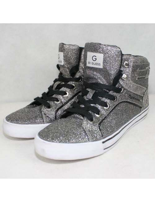 GUESS GGOPALL womens silver flashy sneakers