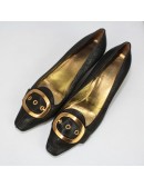 PRADA Made in Italy Black Leather Kitten Heels