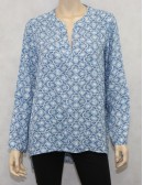 Chicos Jeanius Blues Janice Long Sleeves Pattern Majestic Blue Top Size US 8/10