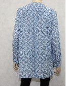 Chicos Jeanius Blues Janice Long Sleeves Pattern Majestic Blue Top Size US 8/10