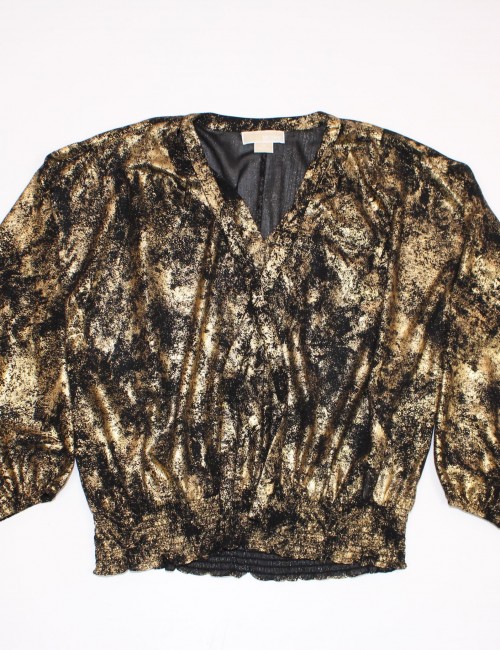 MICHAEL MICHAEL KORS womens black/gold blouse (1X)