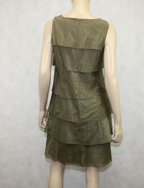 Talbots Olive Green Ruffle Dress Size 8P