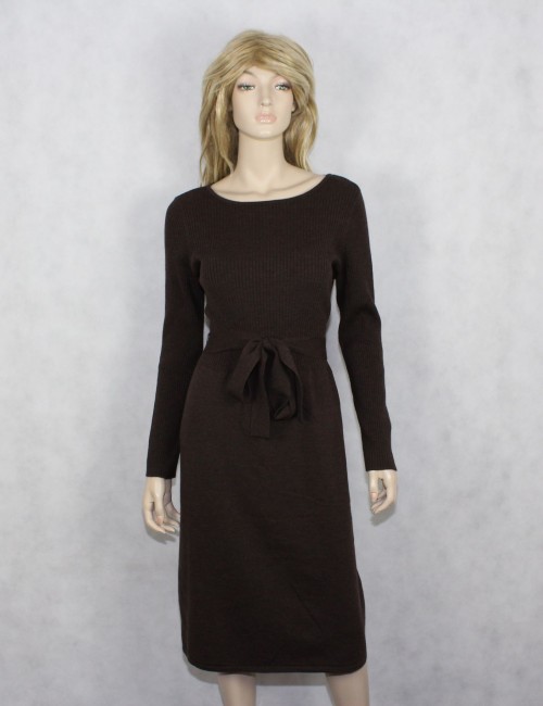 TALBOTS womens brown sweater dress italian merino $149 NWT! (L) 