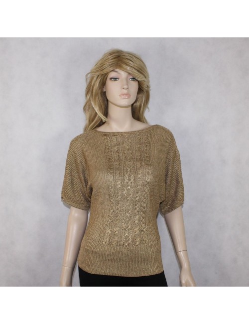RALPH LAUREN womens gold stretchy sweater (M)