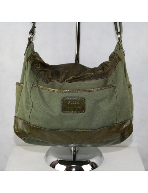 FOSSIL olive green canvas messenger bag