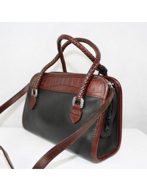 BRIGHTON Black and Brown Leather Woman Small Bag