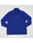 SUTTON STUDIO royal blue zip front 100% cashmere sweater Size M