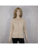 DE.CORP womens beige cardigan sweater $89 NWT! (L) 